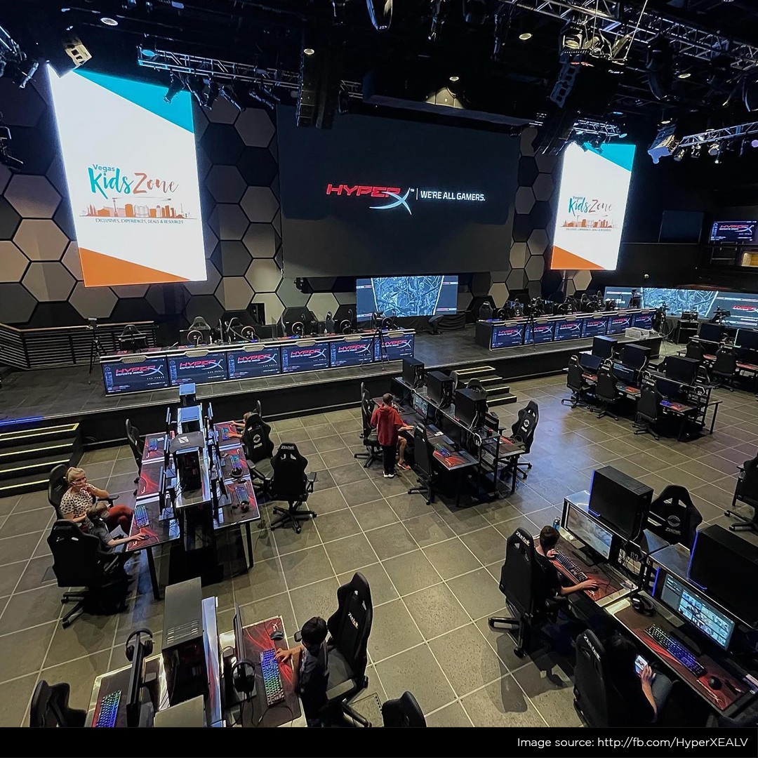 Casual gaming PCs plus the competitive stage at HyperX Esports Arena in Las Vegas, NV