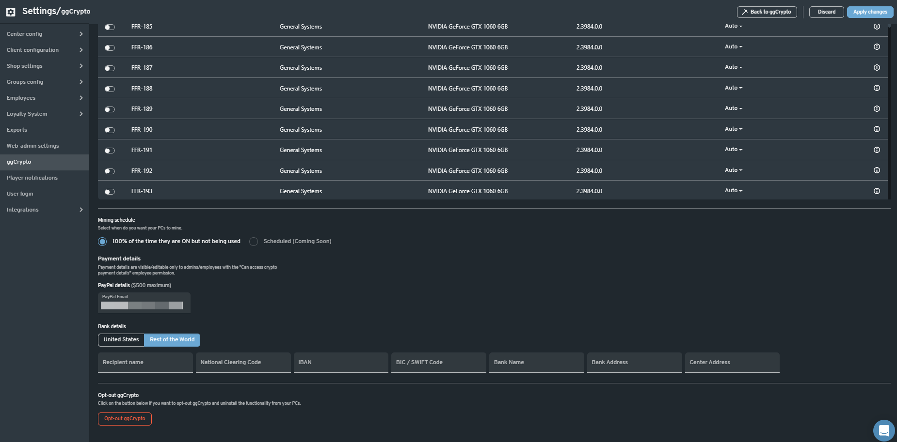 The Overclocking Profile feature will enable an esports venue to have specific settings for each GPU model