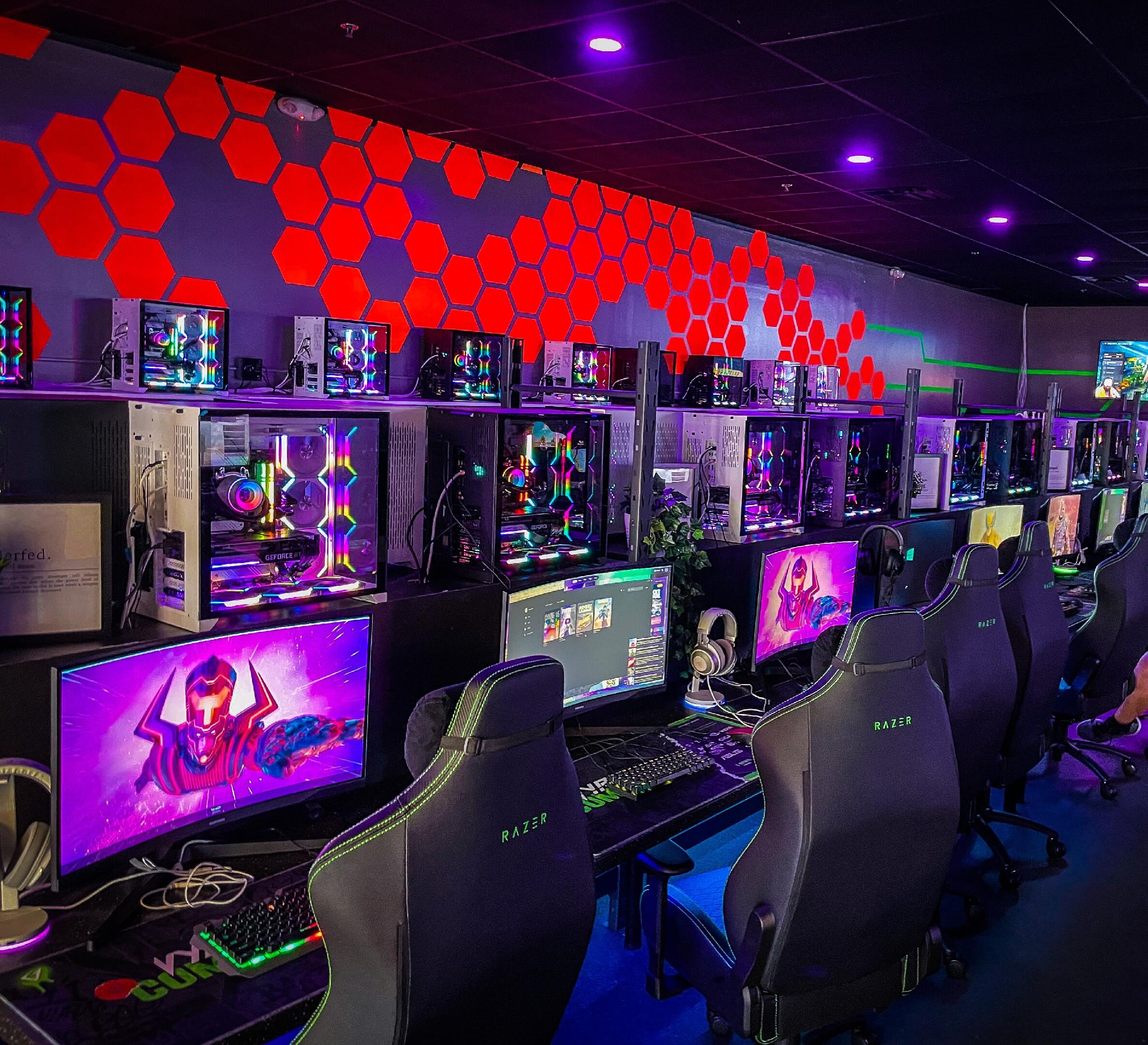Vyral Teqs gaming space is equipped with top of the line custom built PCs