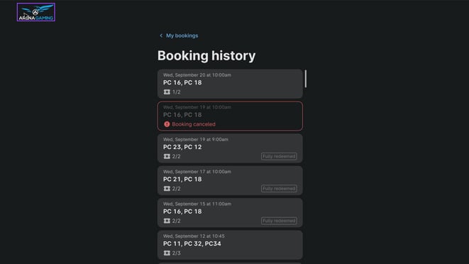 booking history