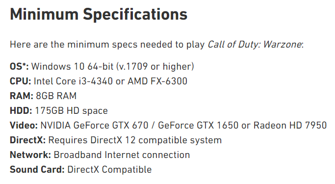 minimum system requirements