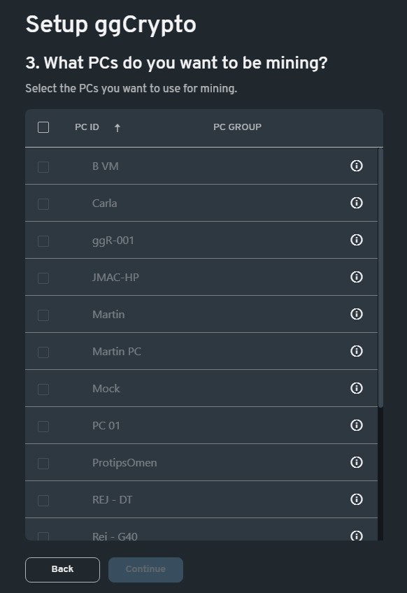 Filling in payment info for the ggCrypto crypto mining service